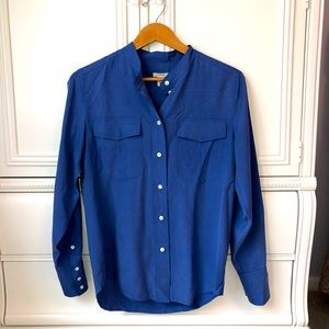 J.Crew Collarless Tuxedo Button Down Blouse